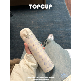 TOPCUP&Bear小熊316不锈钢可爱保温杯女生吸管杯直饮便捷随行杯