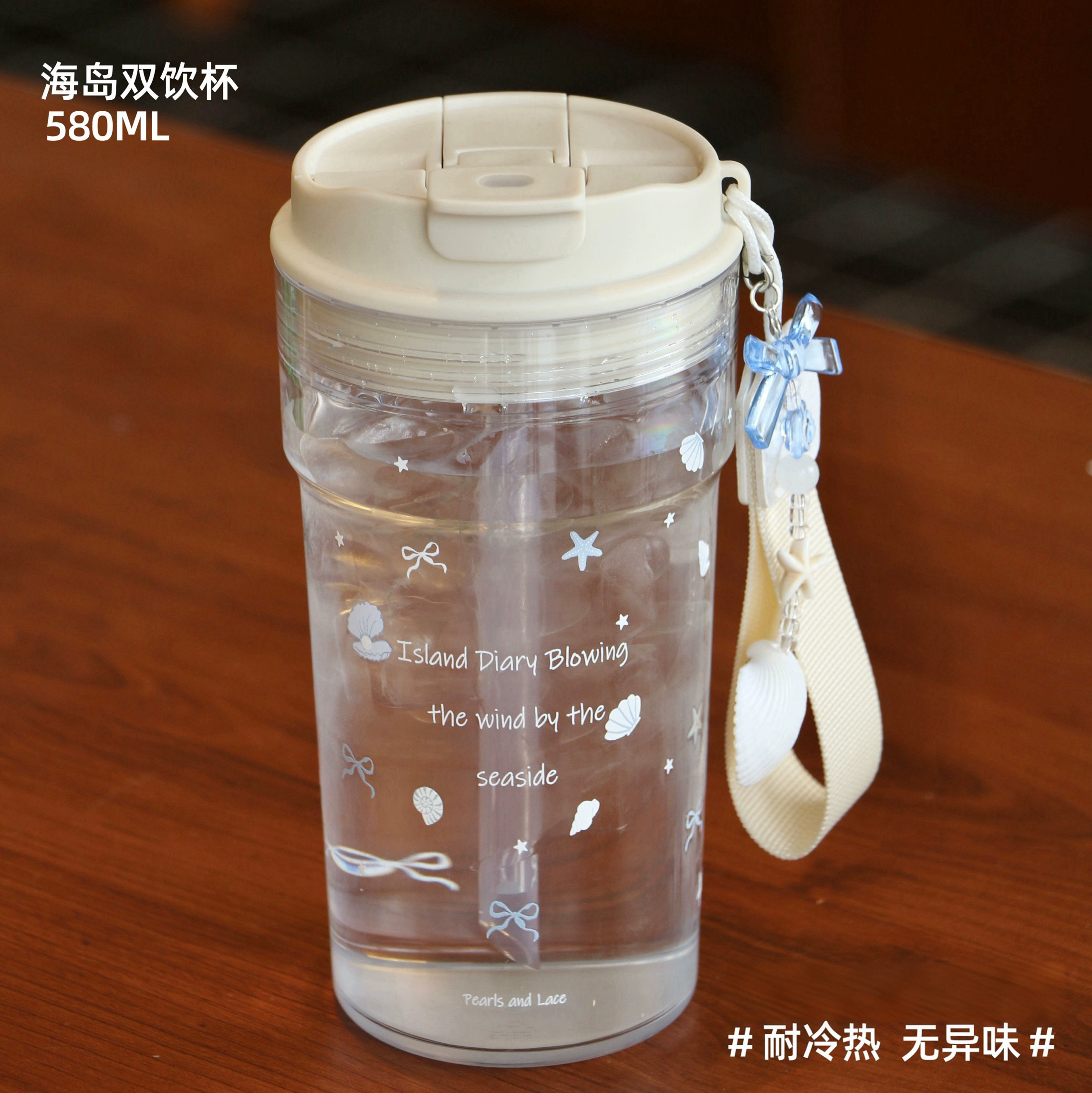 TOPCUP原创双饮高颜值大容量女生随行便携外带咖啡塑料水杯子新款图片