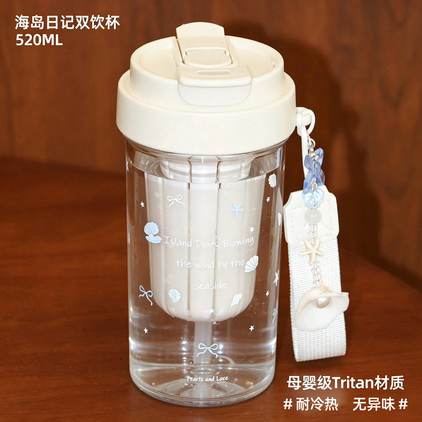 TOPCUP原创海岛双饮tritan耐高温塑料吸管女生便携大容量水杯子图片