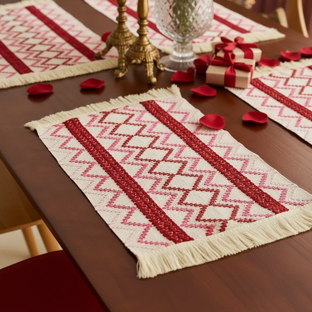 新年餐垫法式情人节浪漫流苏餐巾布情侣约会氛围感装饰餐桌隔热垫