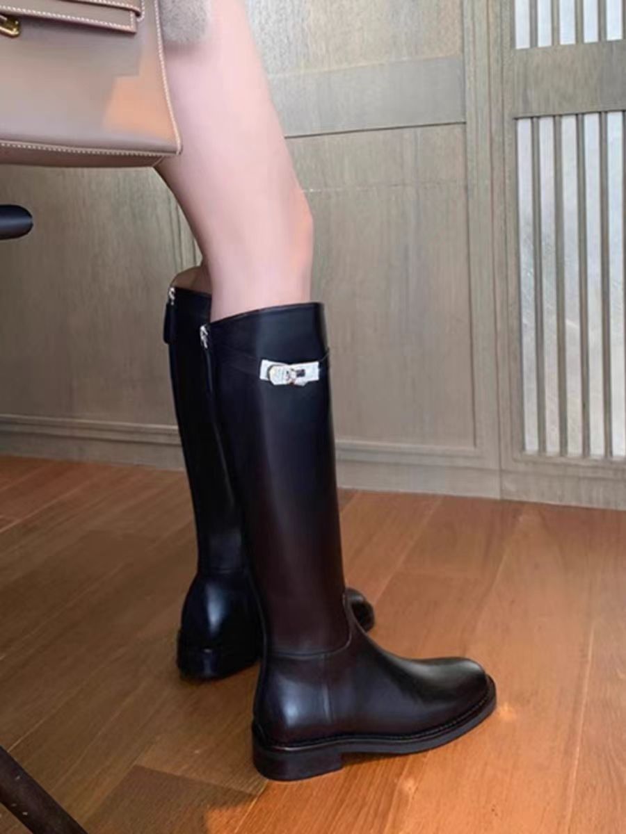 品牌2025新款秋冬加绒马丁靴女英伦风厚底短靴小个子骑士靴女鞋软