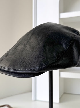 PU皮质复古前进帽女2025秋冬新款韩版百搭显脸小反戴鸭舌帽时髦潮