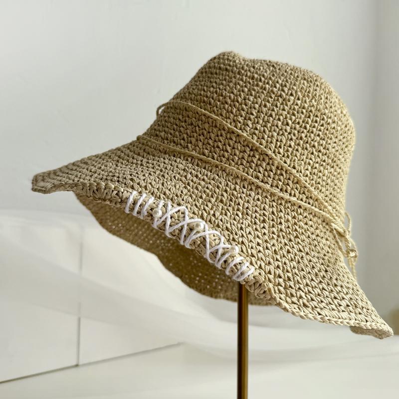 圆脸适合的帽子渔夫帽女夏天草编