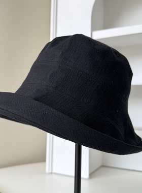 2025春秋新款黑色米色亚麻渔夫帽子女文艺风百搭水桶帽卷边盆帽潮