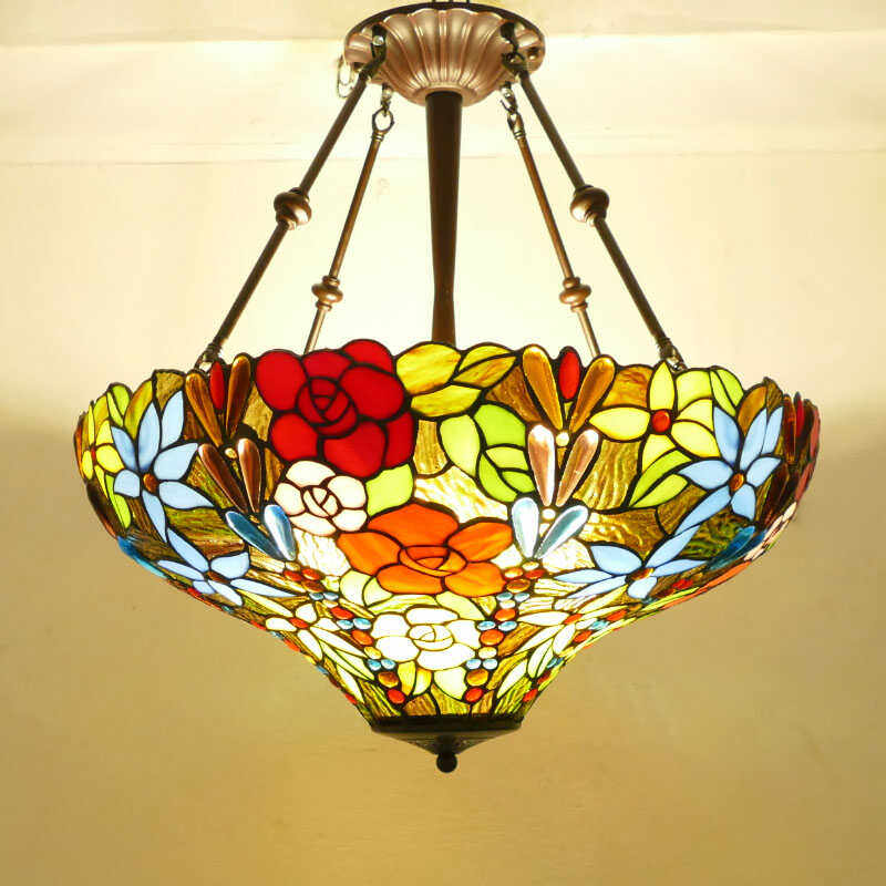 欧式复古蒂凡尼灯餐厅吊灯卧室床头灯美式田园创意个性玻璃灯具