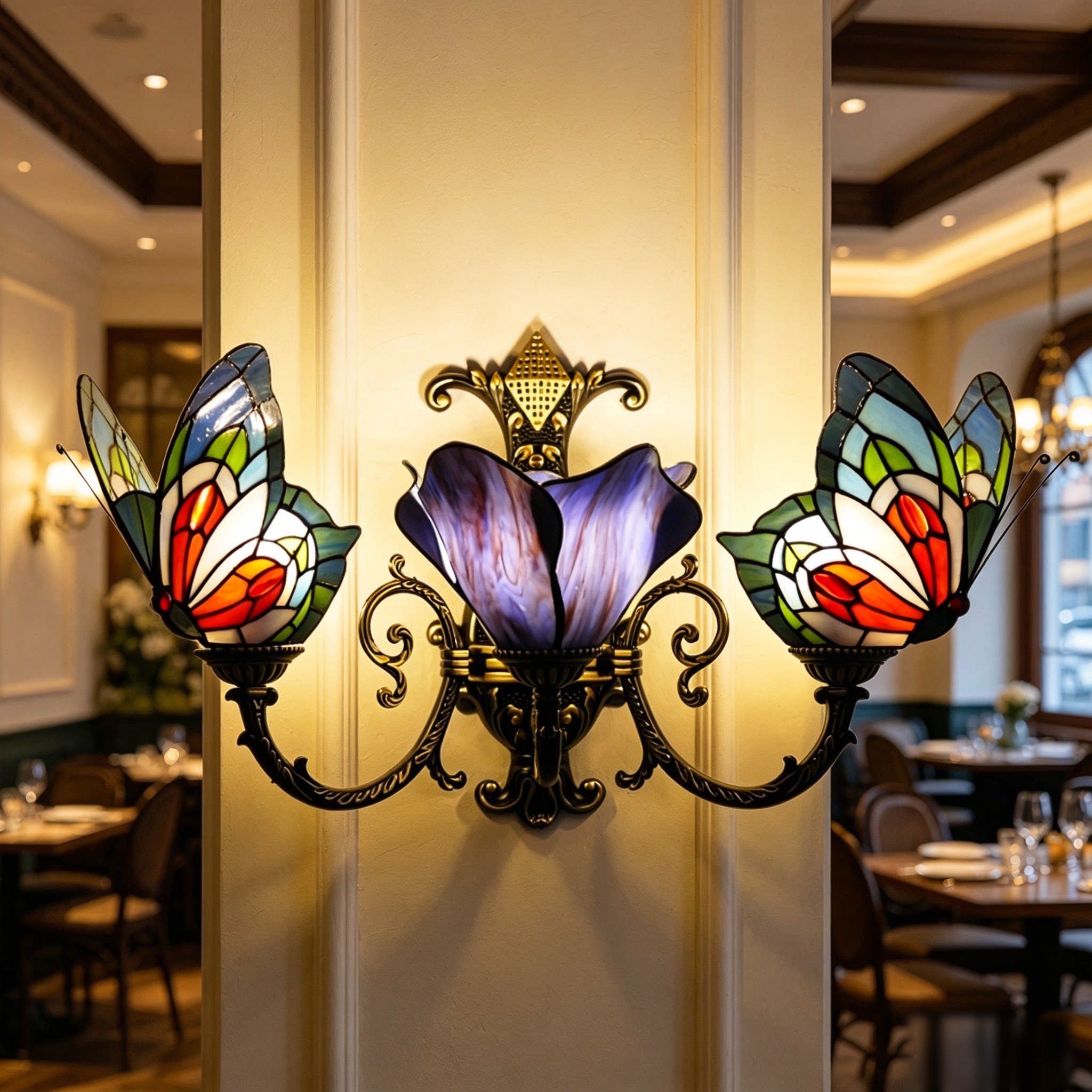 欧式轻奢简约玻璃壁灯法式西餐厅过道卧室书房墙壁灯蒂芙尼灯具