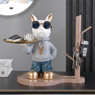 轻奢招财狗入户钥匙收纳玄关摆件创意家居装饰品摆设乔迁送礼好物