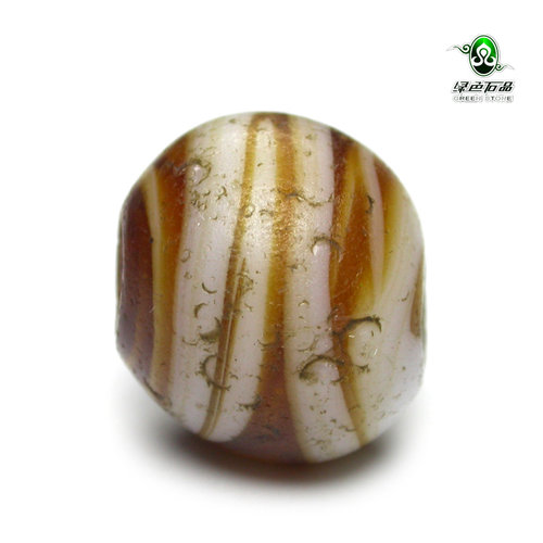 lssp/绿色石品gz3294 不还价 包老明清绞胎琉璃DIY珠串配珠