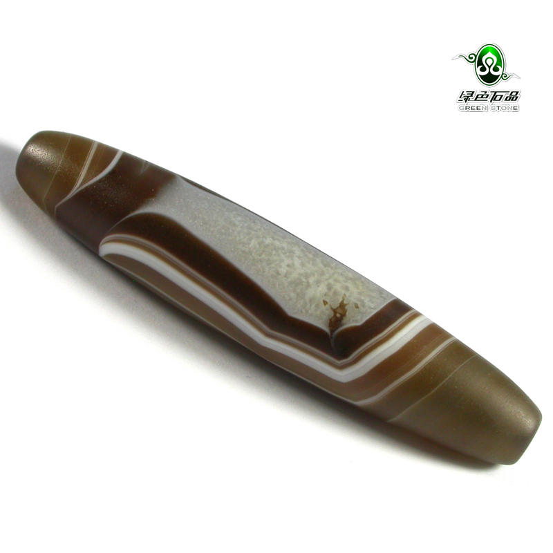 lssp/绿色石品老矿天珠缠丝玛瑙