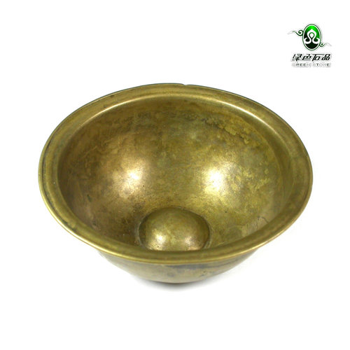 lssp/绿色石品mz2972 清代利马铜材质佛前供水碗 不还价