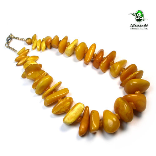 lssp/绿色石品gy108 不还价 保真无优化 老蜜蜡随项链 送证