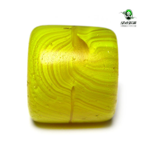 lssp/绿色石品gz2837 不还价保真雪巴琉璃少见黄色雪巴珠老珠配珠