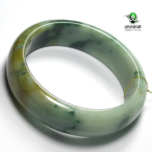 lssp/绿色石品gy5668 不还价 A货翡翠58mm手镯 双彩翡翠玉镯送证