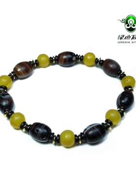 lssp/绿色石品wp1110 不还价 老雪巴工艺仿缠丝老琉璃珠男女手链