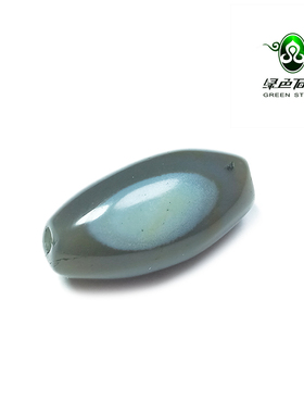 lssp/绿色石品wp603 不还价 清代青灰色福老玛瑙橄榄珠DIY配珠