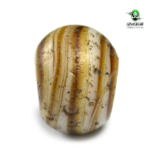 lssp/绿色石品gz3360 不还价 大开门包老明清绞胎琉璃珠DIY配珠