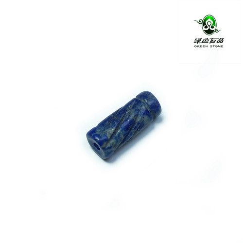 lssp/绿色石品wp189 不还价 高古天然手工刻青金石古珠配件 实拍