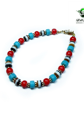 Lssp/绿色石品手串小珠子老琉璃