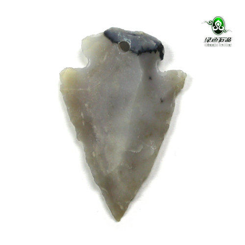 lssp/绿色石品gz2841 不还价 老玛瑙吊坠高古文化期老玛瑙刮削器
