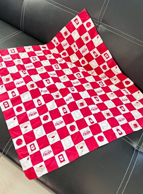 出口日本hein红白格多用途万能盖巾包裹巾尺寸52*52