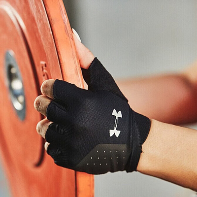 安德玛UA运动护具女子新款健身训练撸铁手套黑色护掌1329326-001