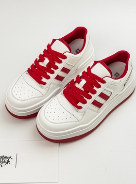 热销款真皮厚底显瘦小白鞋女2026春季新款百搭运动板鞋单鞋女鞋潮