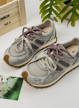 16S15129山系户外休闲鞋真皮运动老爹鞋女2026春季百搭轻便德训鞋