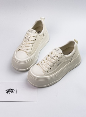 超轻松糕厚底真皮小白鞋女2025新款韩系百搭舒适休闲运动增高板鞋