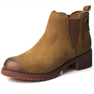 清仓羊皮套脚切尔西女靴短靴黑色卡其34 康龙断码