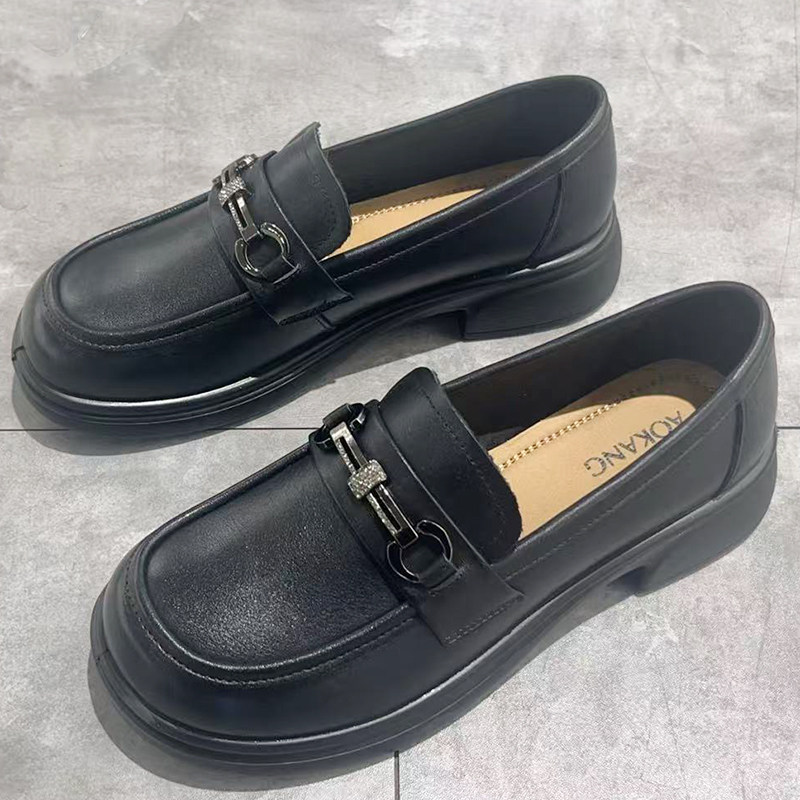 奥康女鞋2026春款休闲圆头牛皮女单鞋乐福鞋9262111012黑色,女鞋,乐福鞋（豆豆鞋）,淘宝优惠券,粉丝福利购,淘宝优惠卷