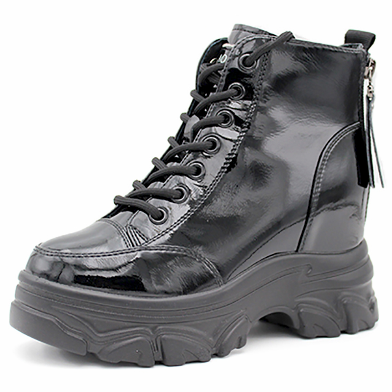 奥康内增高马丁靴黑色短靴