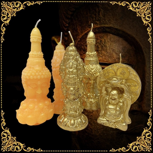 顶鼎泰牌特色手工造型蜡烛一面魔一面佛弥勒佛蜡烛黄色金色