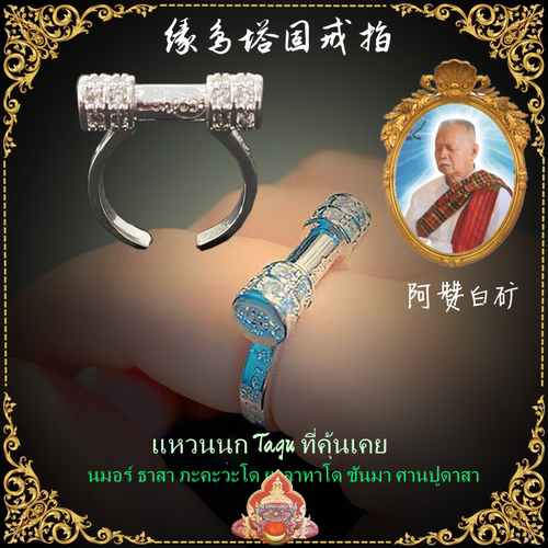 顶鼎佛牌泰国白矿缘鸟戒指符管