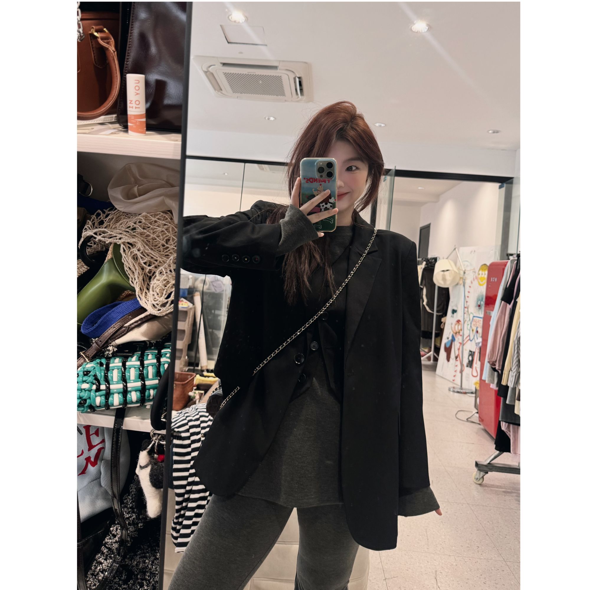 蕾蕾【都市女绅士】宽肩廓形西装外套无袖马甲后半截松紧腰阔腿裤