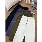 后口袋刺绣全松紧高腰休闲裤 蕾蕾 自由方程式