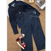 半截松紧腰阔腿牛仔裤 蕾蕾 牛仔外套 复古翻领长袖 鲁本斯旧街