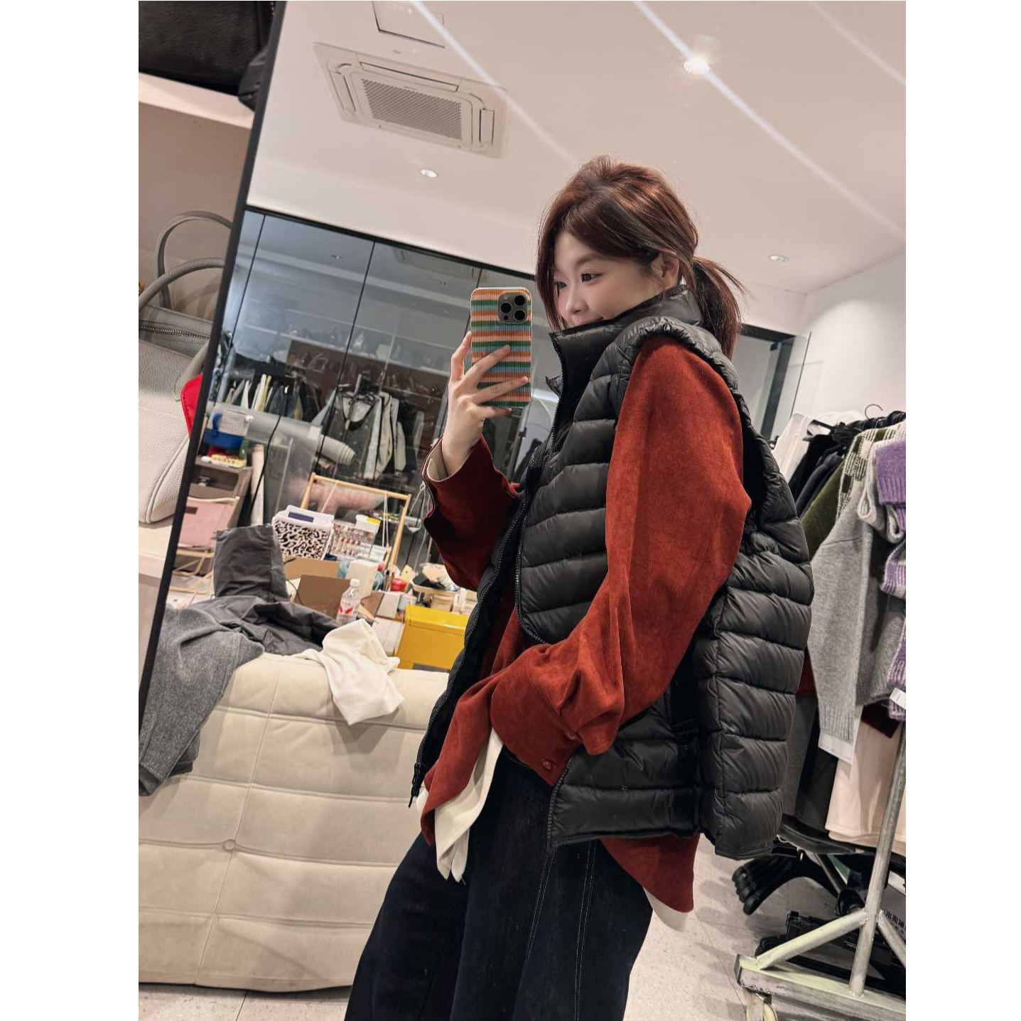 蕾蕾【排骨条！】韩版立领宽松排骨无袖马甲羽绒服马甲女