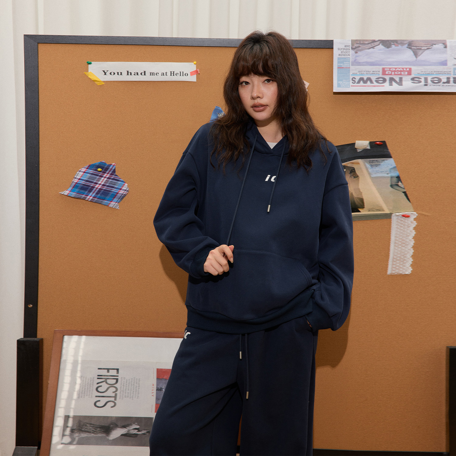 蕾蕾【随性且自由】内里加绒连帽卫衣+高腰束脚休闲卫裤