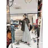 背心裙 韩系假两件双层领口无袖 蕾蕾 回归舒适