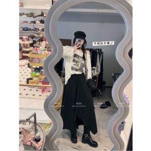 蕾蕾【秀场告急】设计师款下摆不规则高腰A字半身裙