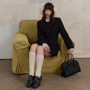 套装 蕾蕾 后半截松紧高腰A字短裤 收腰加厚毛呢外套裙 小蛮腰