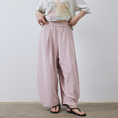 蕾蕾【奶皮剪刀裤】全松紧高腰阔腿遮胯显瘦灯笼裤