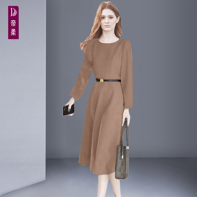 高档女装春秋连衣裙气质通勤2025新款简约中长款收腰裙子长袖显瘦
