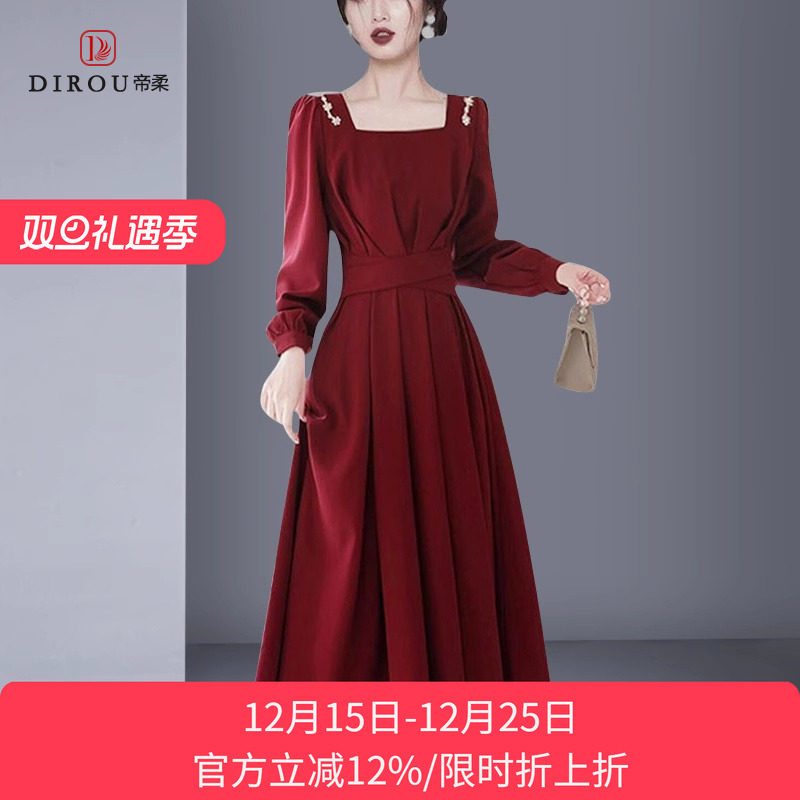 收腰高级轻奢法式秋季新款连衣裙