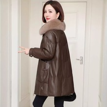 海宁高端皮衣真皮羽绒服女2025冬新款中长款妈妈宽松显瘦保暖外套
