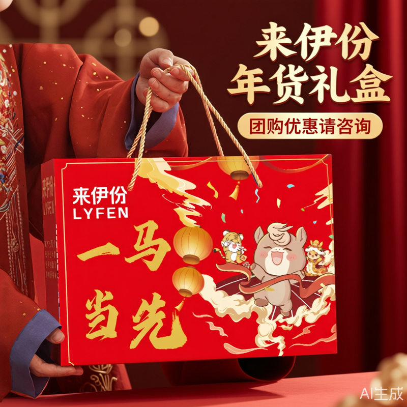 来伊份马年春节体面大礼包丰盛零食坚果礼盒精致包装商务拜访送礼