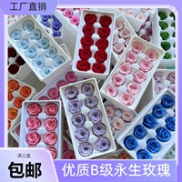 優(yōu)質(zhì)永生花玫瑰3-4cm整盒12朵裝