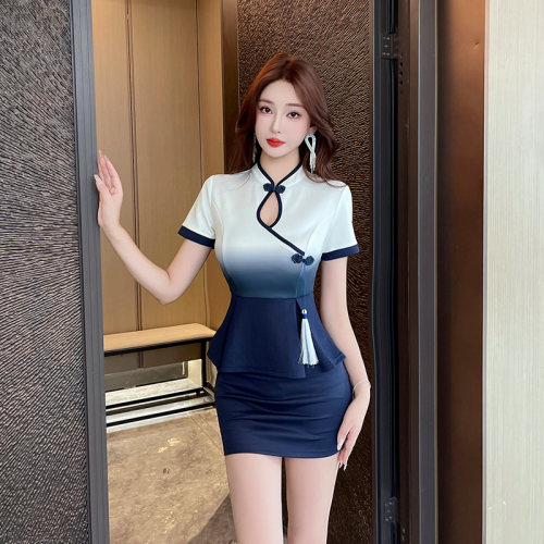 改良旗袍套装养生会所技师工作服