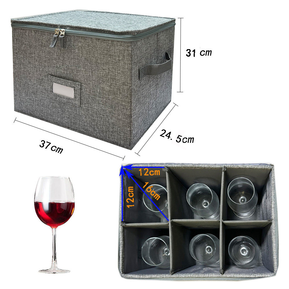 户外红酒杯收纳盒特大号6格可折叠布艺葡萄酒杯高脚酒杯收纳箱