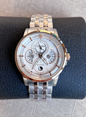 Citizen西铁城光动能AP1050月相AP1055-87X钢带手表男AP1054-80A